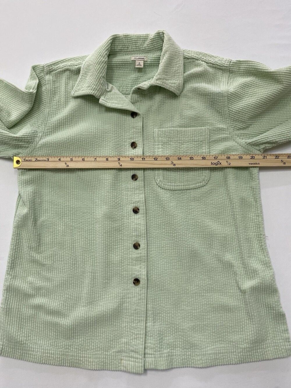 L.L. Bean Mint Green Textured Corduroy Button Down Shirt S Small - Picture 4 of 6